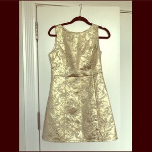 Ellison Gold & Cream Floral Detailed Party Dress